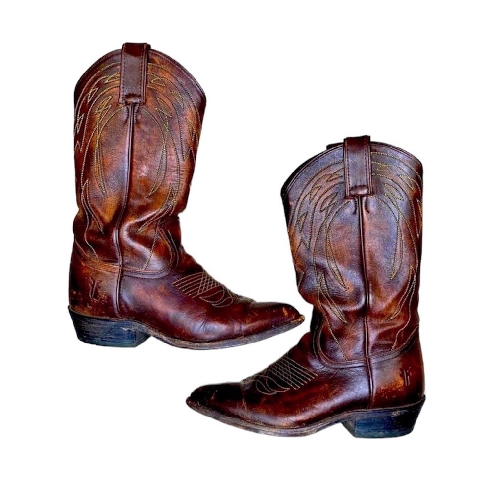 FRYE Billy Pull On Cowboy Boots Chestnut Brown Size 8
